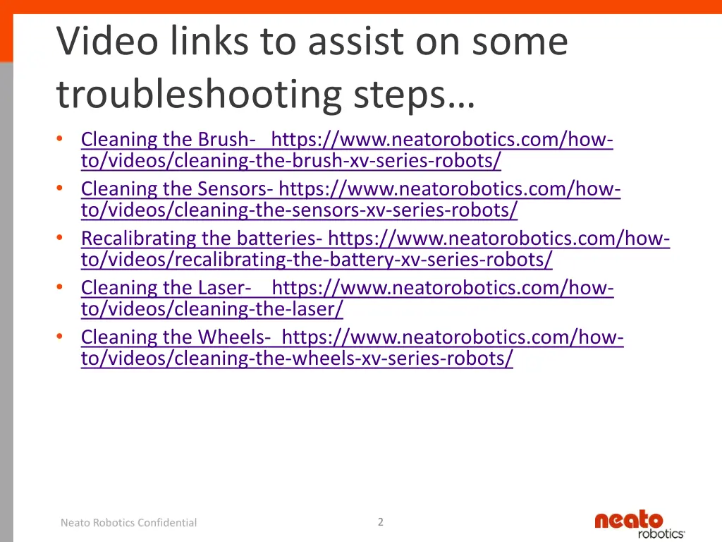 video links to assist on some troubleshooting
