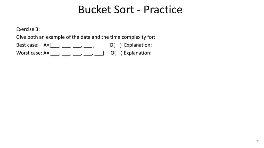 bucket sort practice