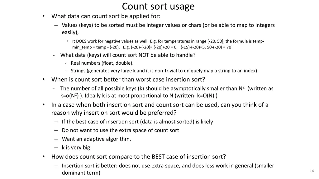 count sort usage