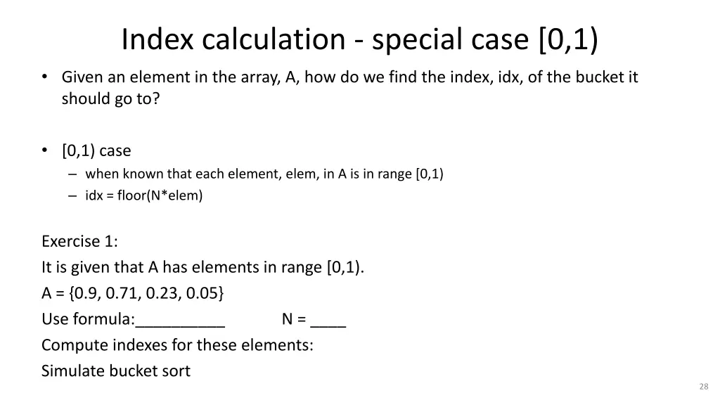 index calculation special case 0 1 given