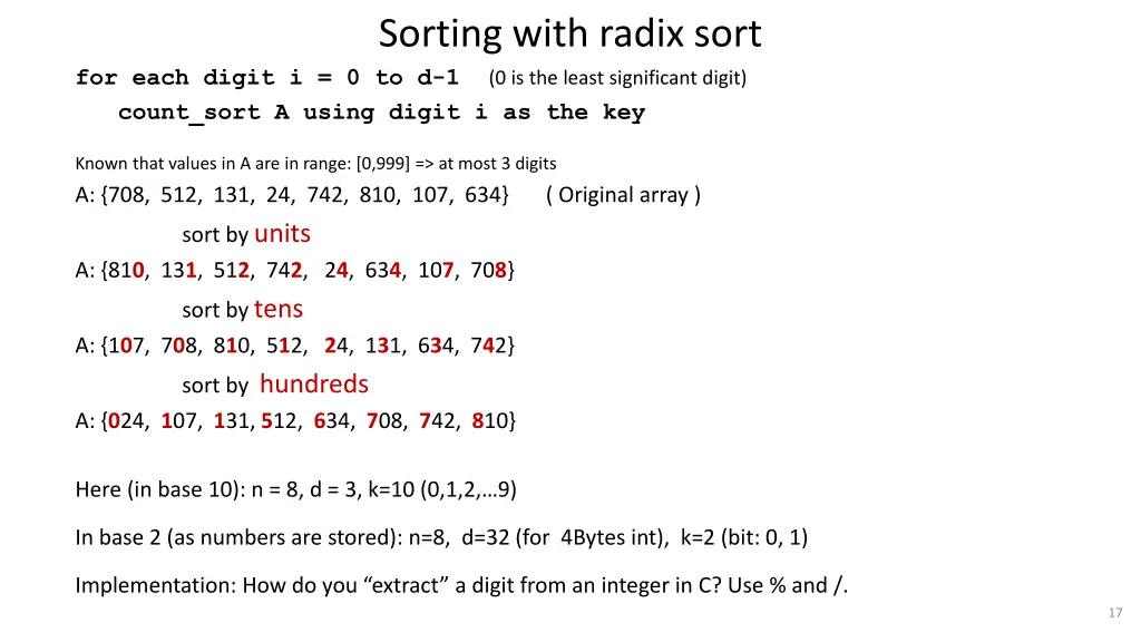 sorting with radix sort