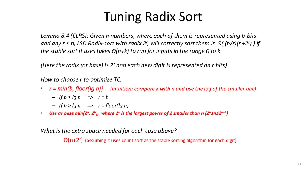 tuning radix sort
