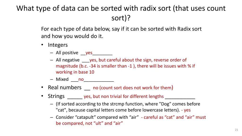 what type of data can be sorted with radix sort