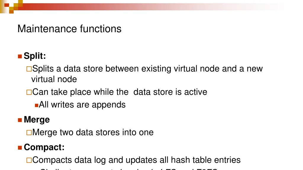 maintenance functions