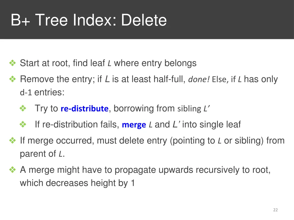 b tree index delete