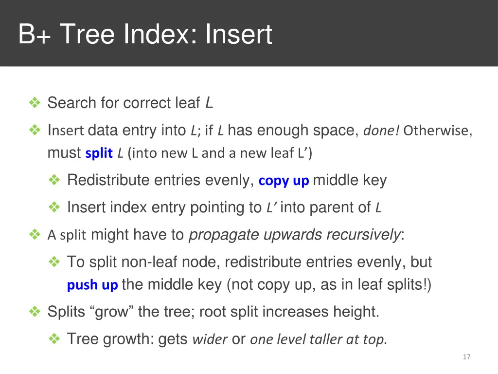 b tree index insert