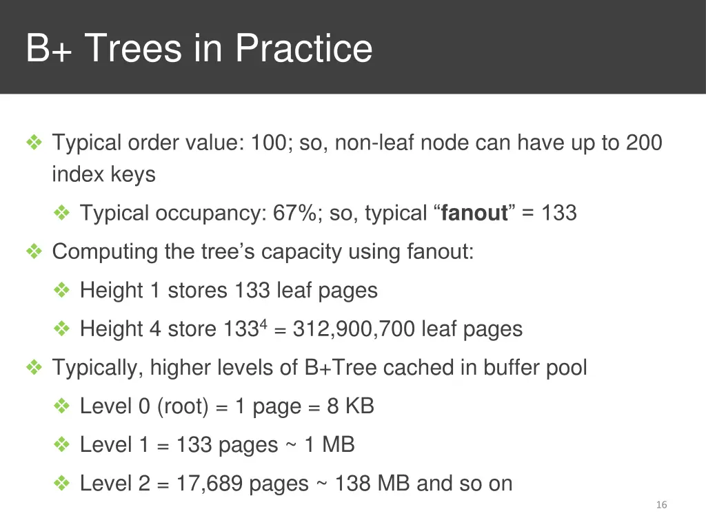 b trees in practice