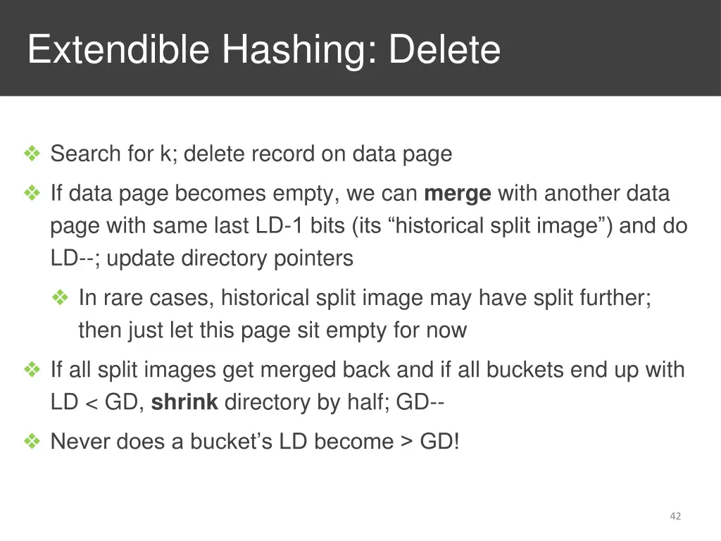extendible hashing delete