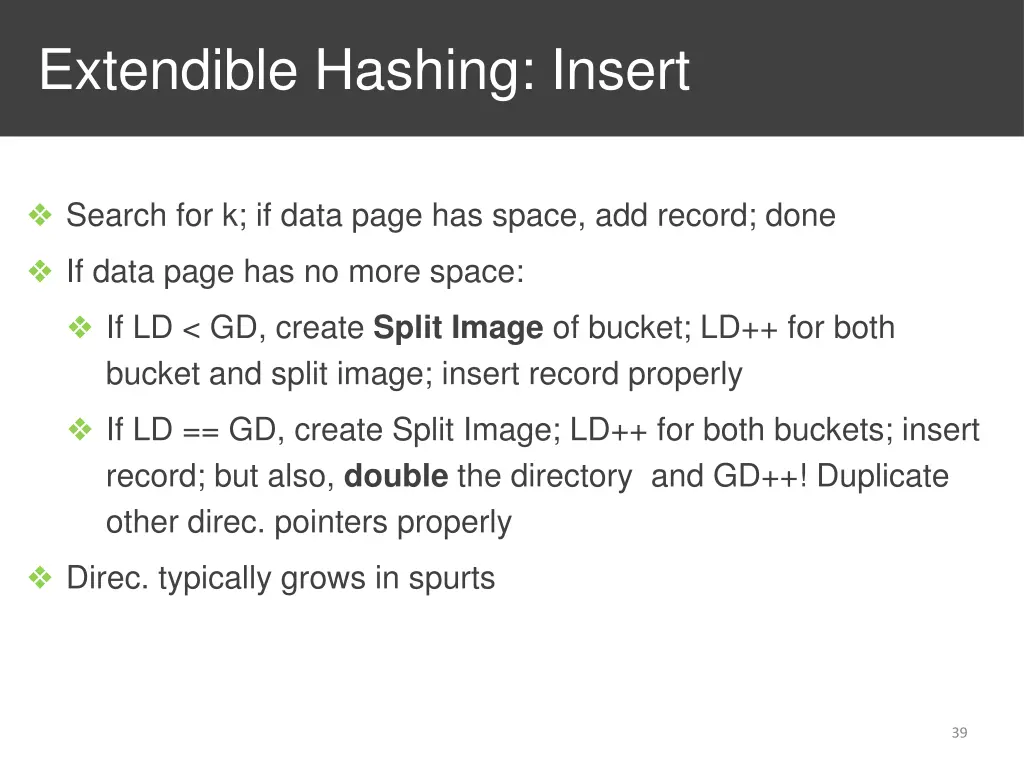 extendible hashing insert