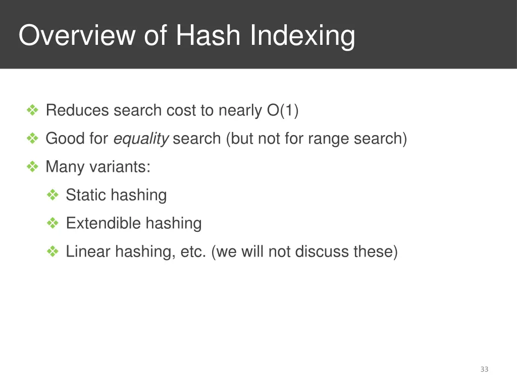 overview of hash indexing