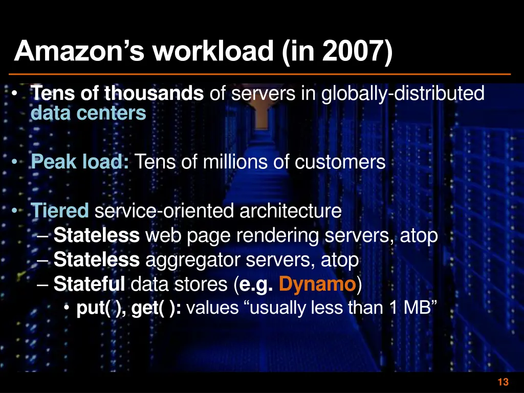 amazon s workload in 2007
