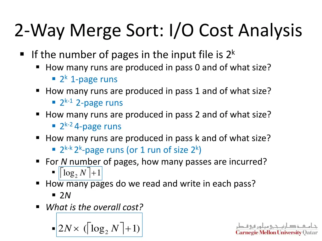 2 way merge sort i o cost analysis