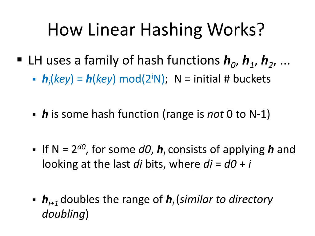 how linear hashing works