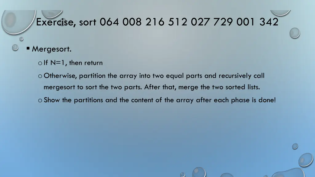 exercise sort 064 008 216 512 027 729 001 342 4