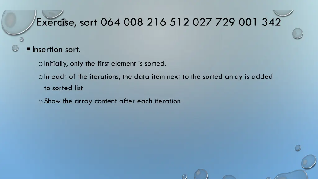 exercise sort 064 008 216 512 027 729 001 342