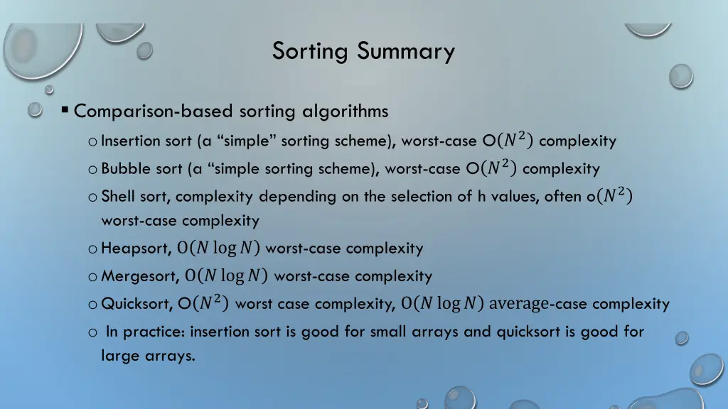 sorting summary 1