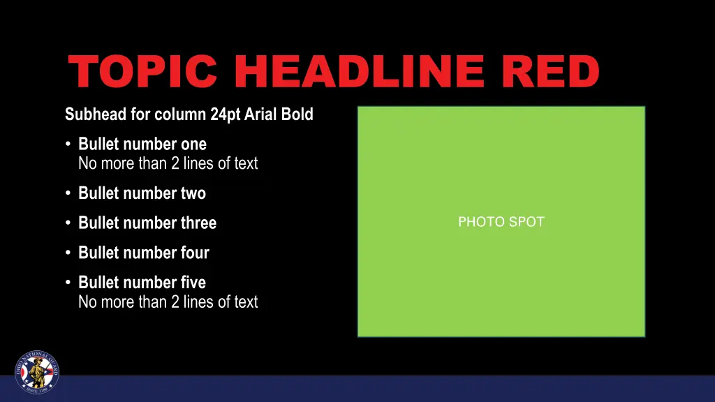topic headline red subhead for column 24pt arial 1