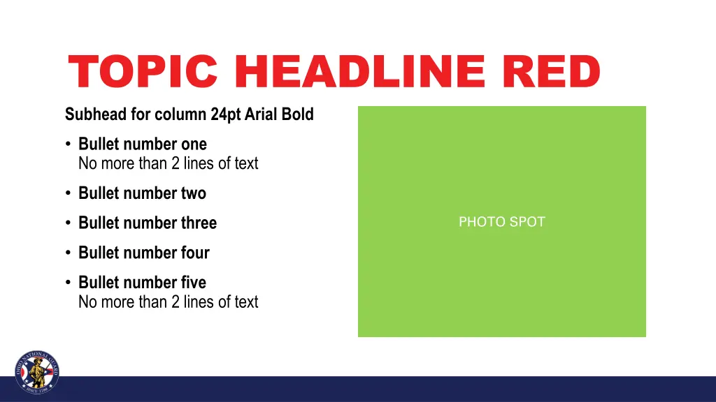 topic headline red subhead for column 24pt arial 3