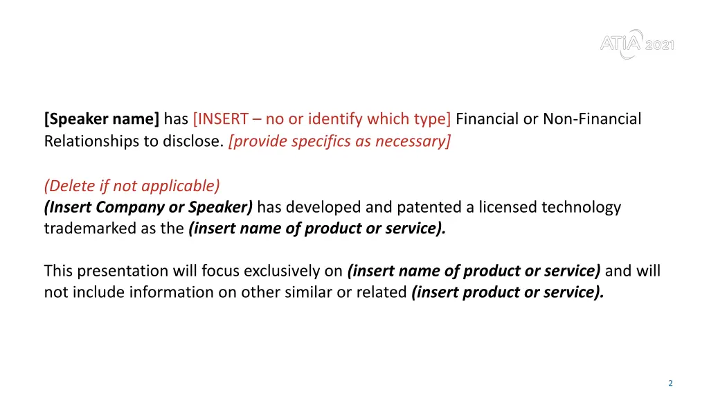 speaker disclosures session disclosure
