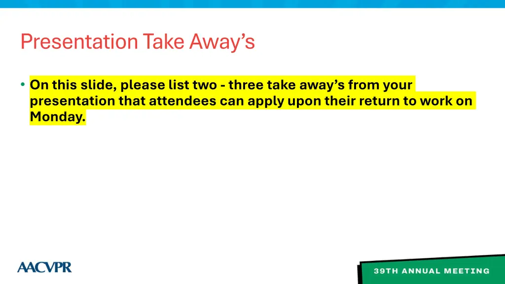 presentation take away s