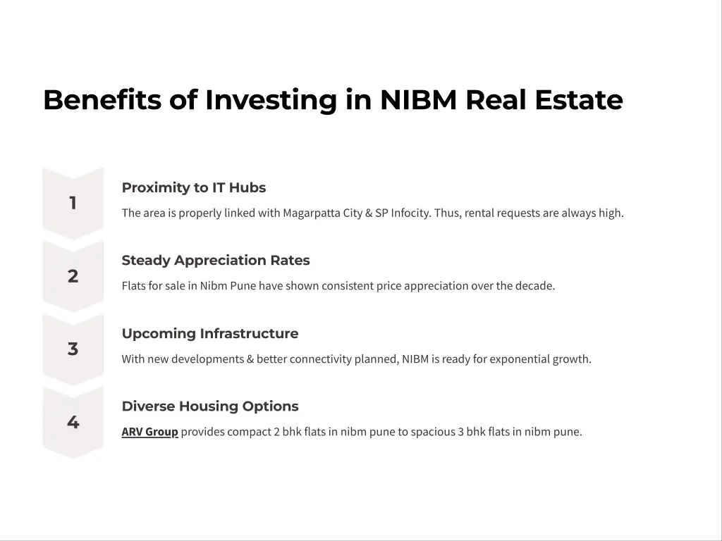 benefits of investing in nibm real estate