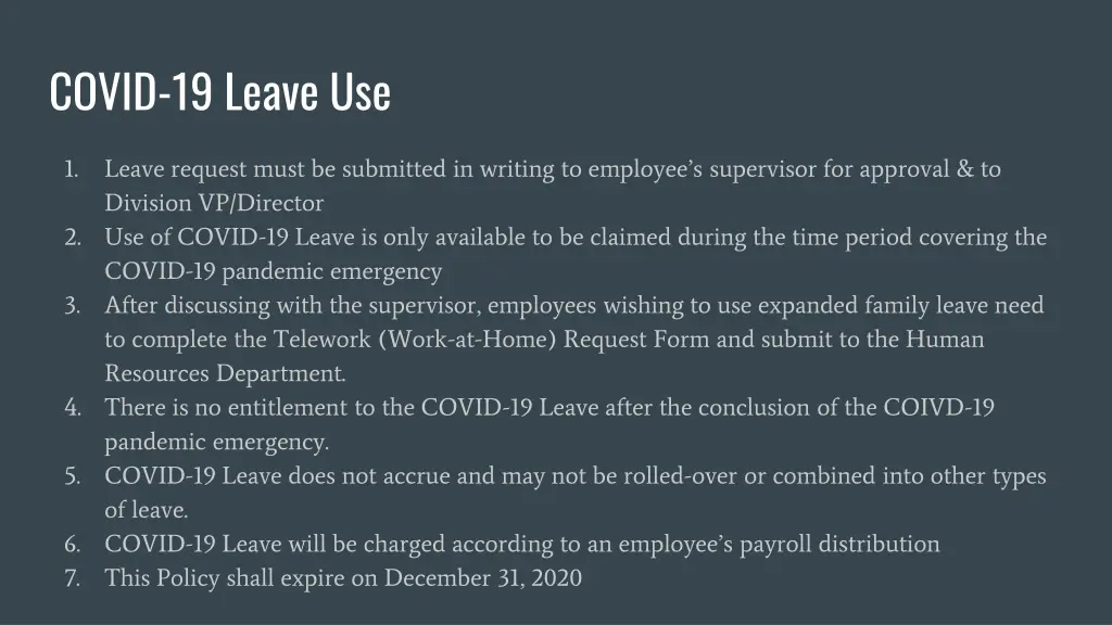 covid 19 leave use