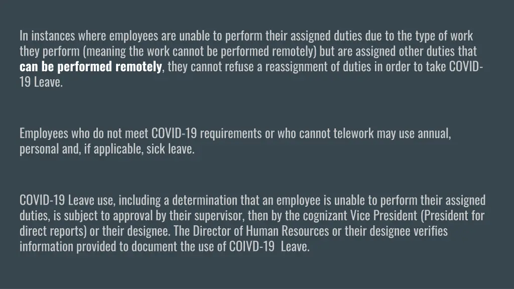 in instances where employees are unable