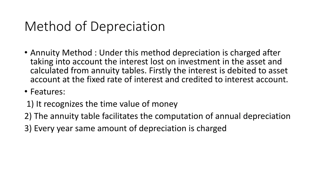 method of depreciation
