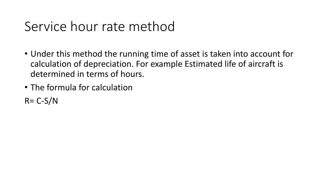 service hour rate method
