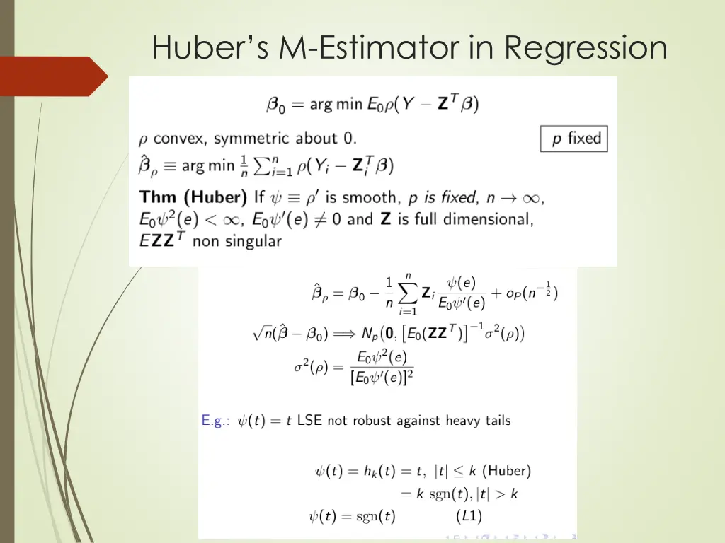 h uber s m estimator in regression