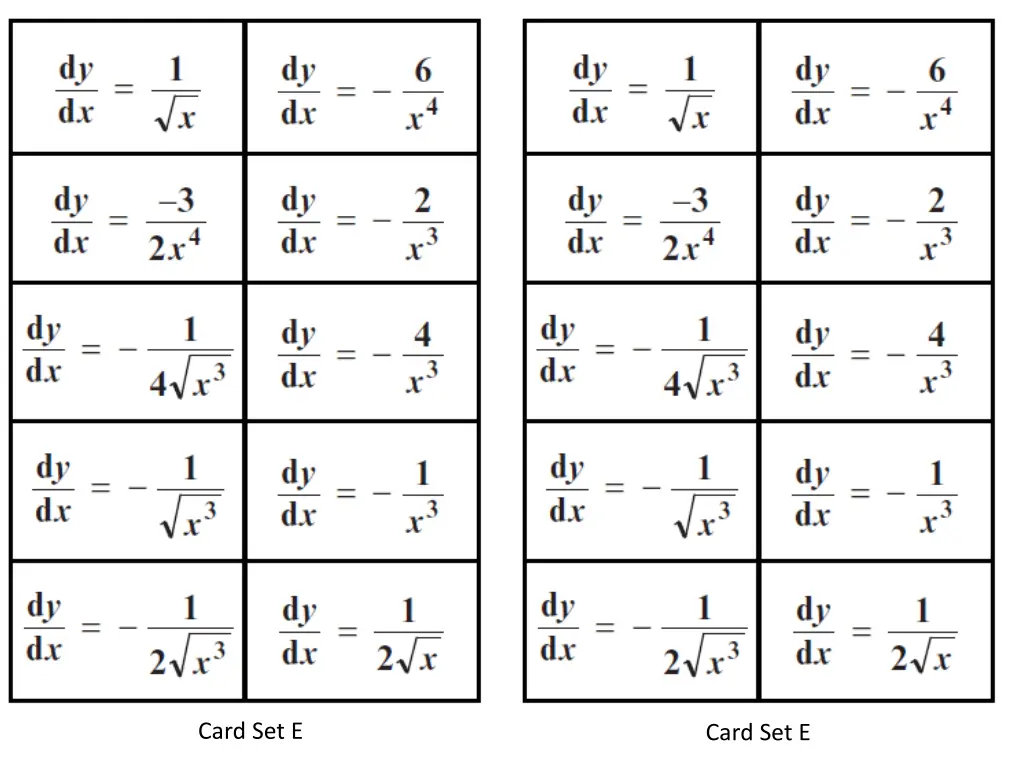 card set e