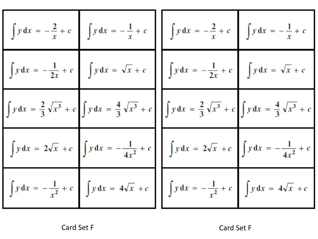 card set f