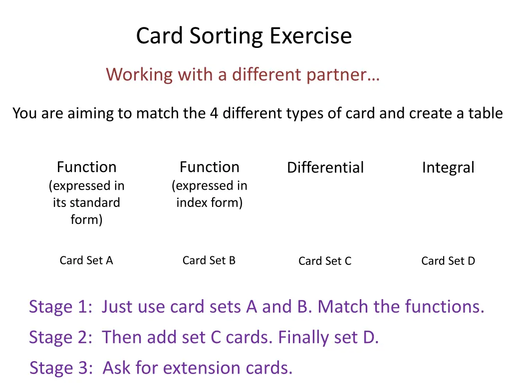 card sorting exercise