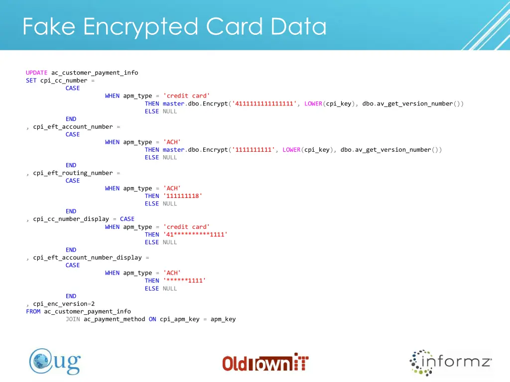 fake encrypted card data