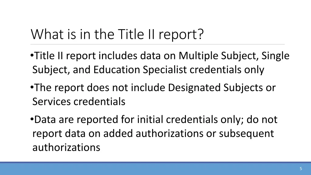 what is in the title ii report title ii report
