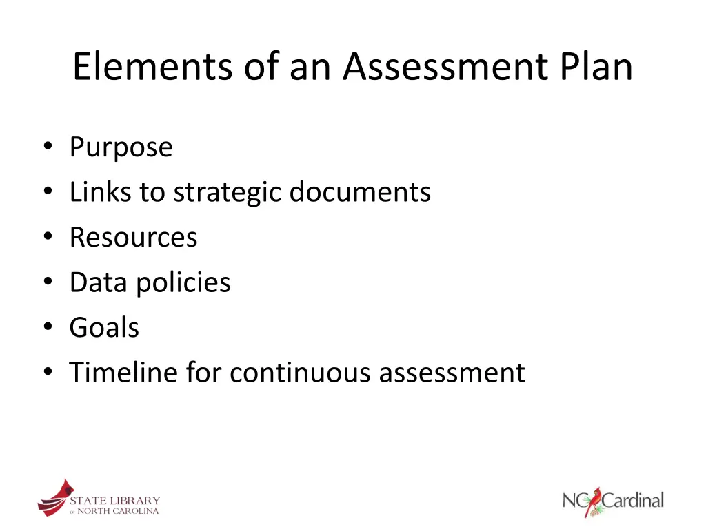 elements of an assessment plan