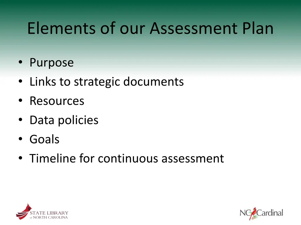 elements of our assessment plan