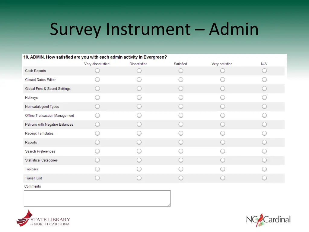 survey instrument admin