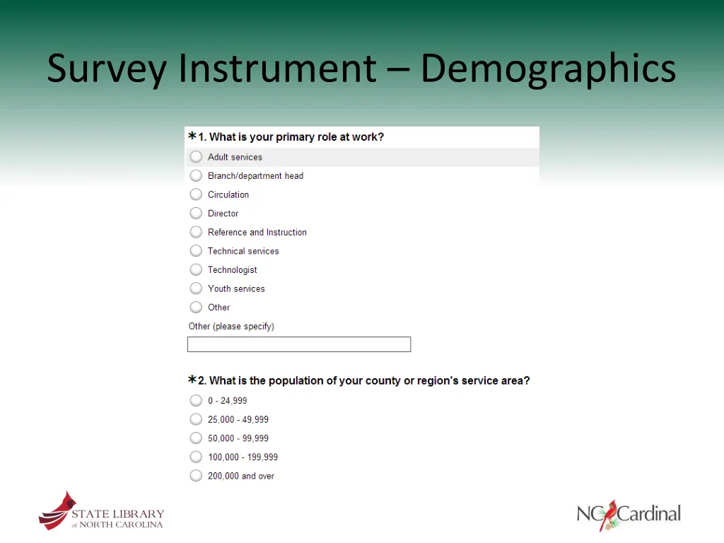 survey instrument demographics