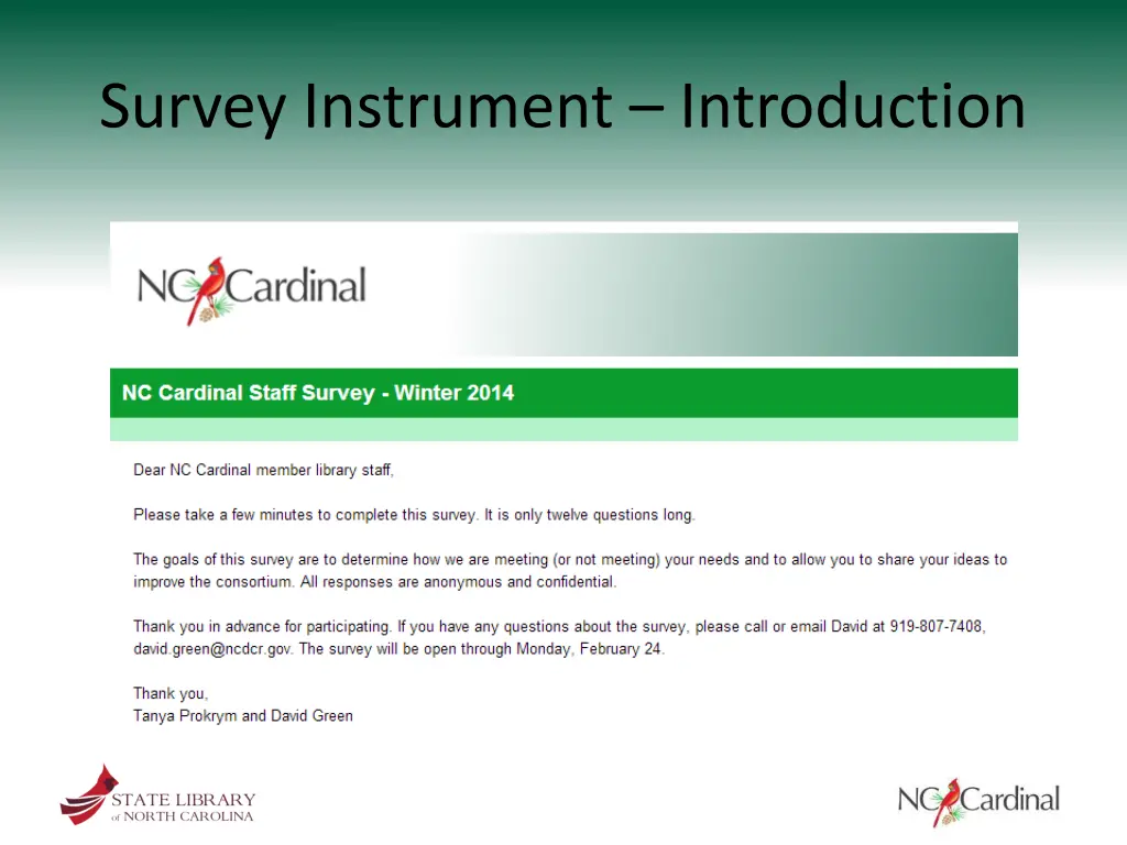 survey instrument introduction