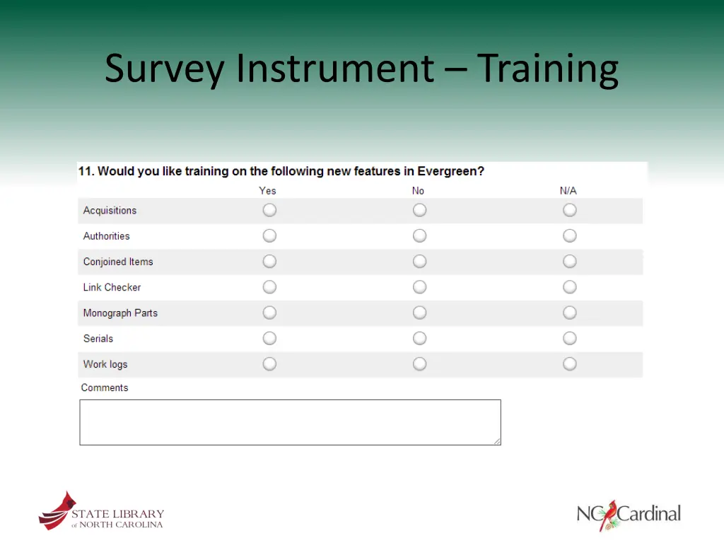 survey instrument training