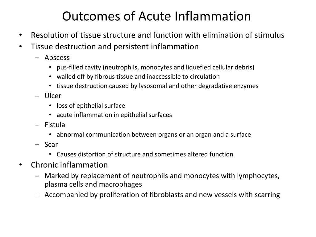 outcomes of acute inflammation 1