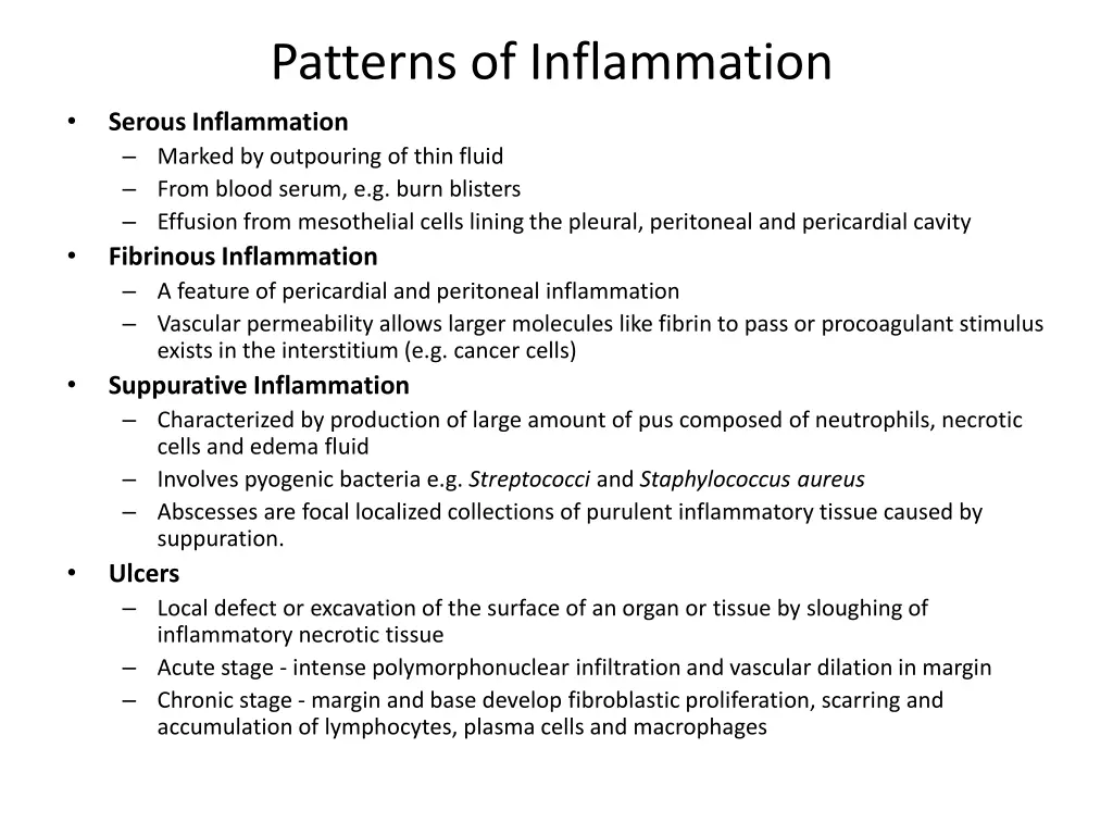 patterns of inflammation