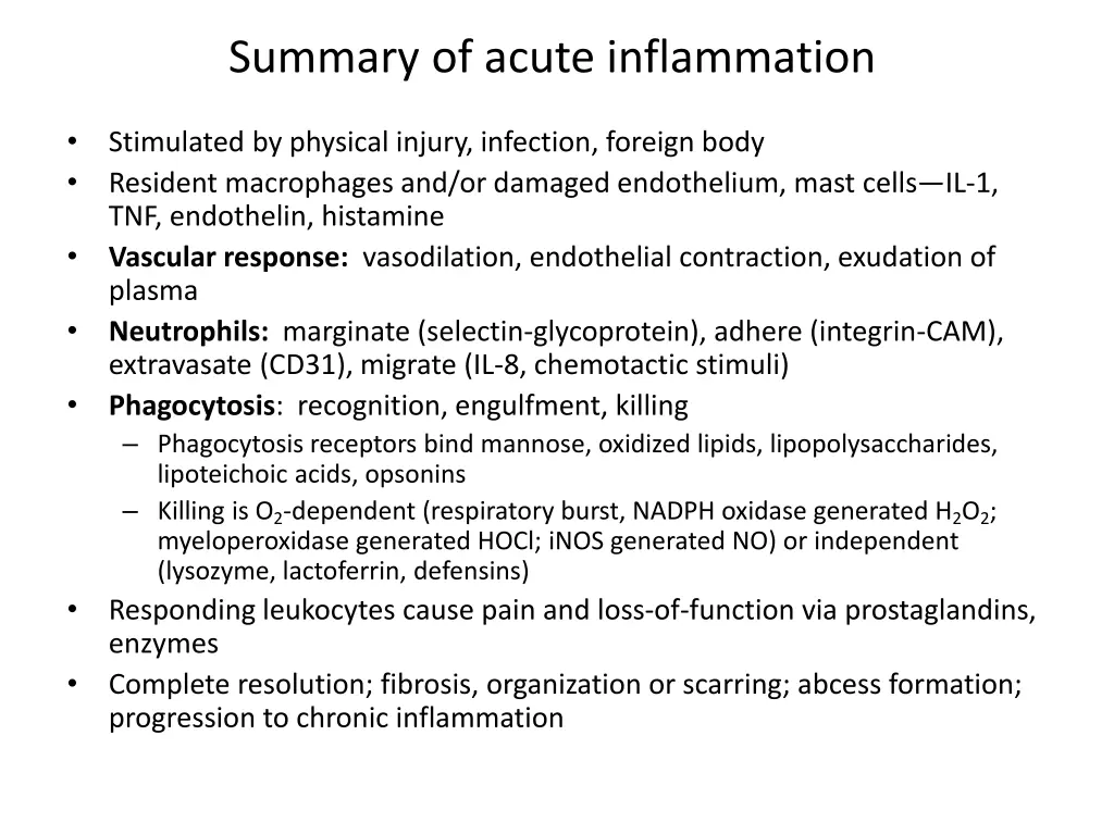 summary of acute inflammation