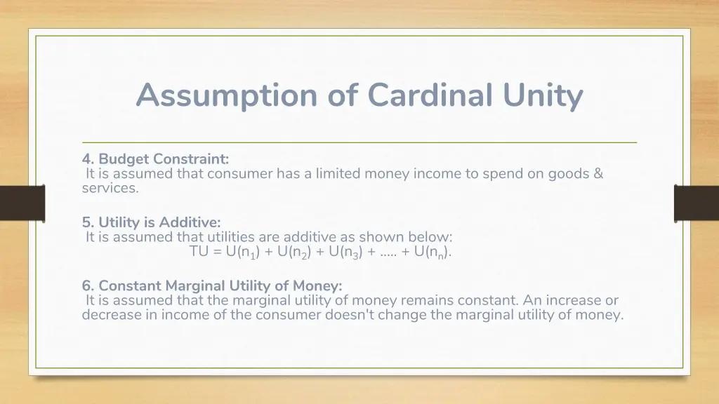 assumption of cardinal unity 1
