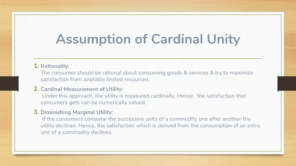 assumption of cardinal unity