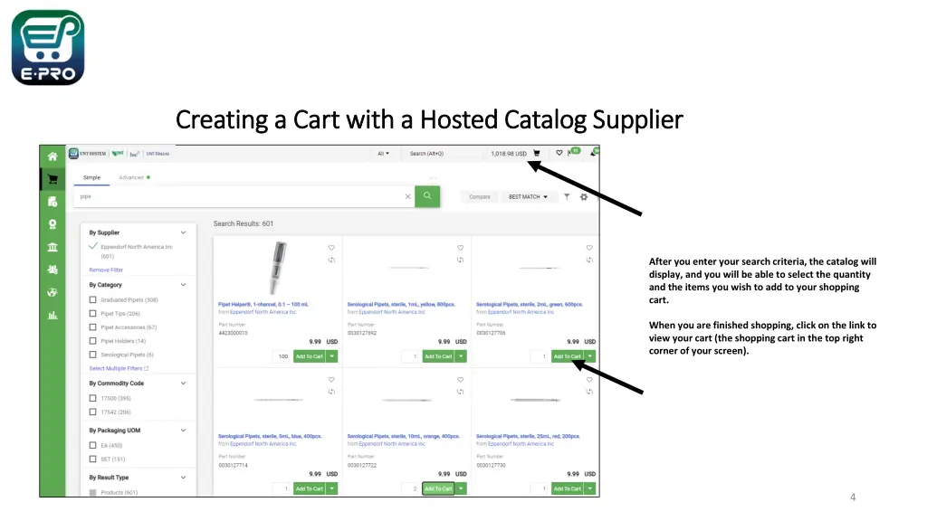 creating a cart with a hosted catalog creating 2