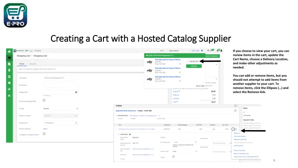 creating a cart with a hosted catalog creating 4