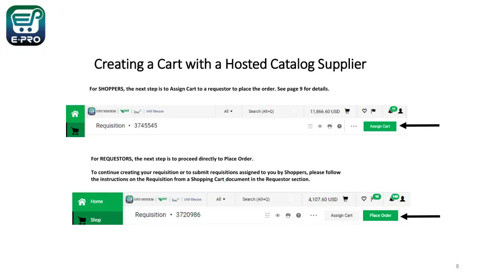 creating a cart with a hosted catalog creating 6
