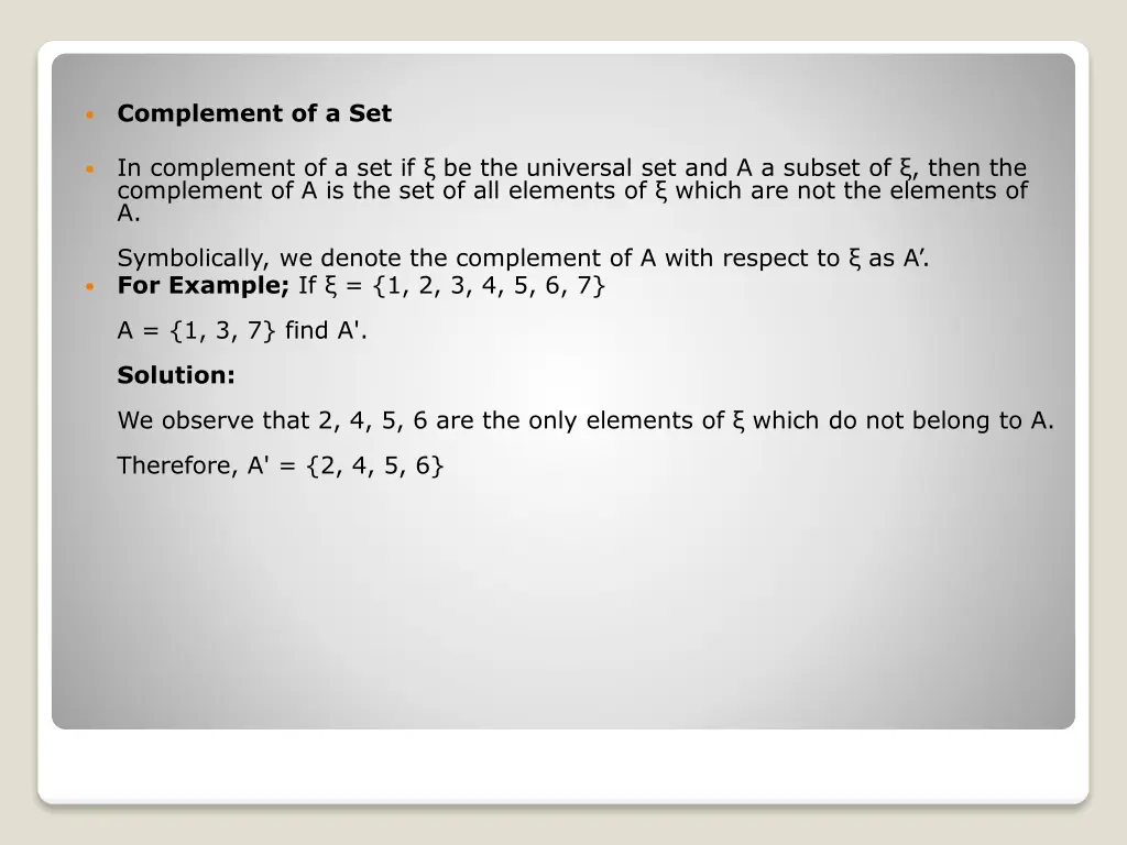 complement of a set
